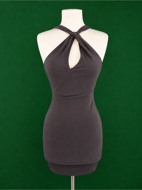 Blue Blush Charcoal Twist Halter Mini Dress